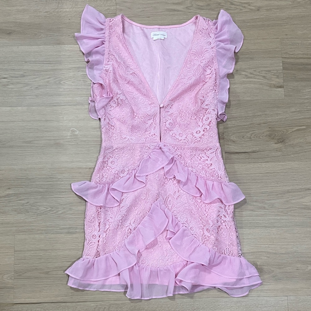 Lovers + Friends Light Pink Lace Mini Dress